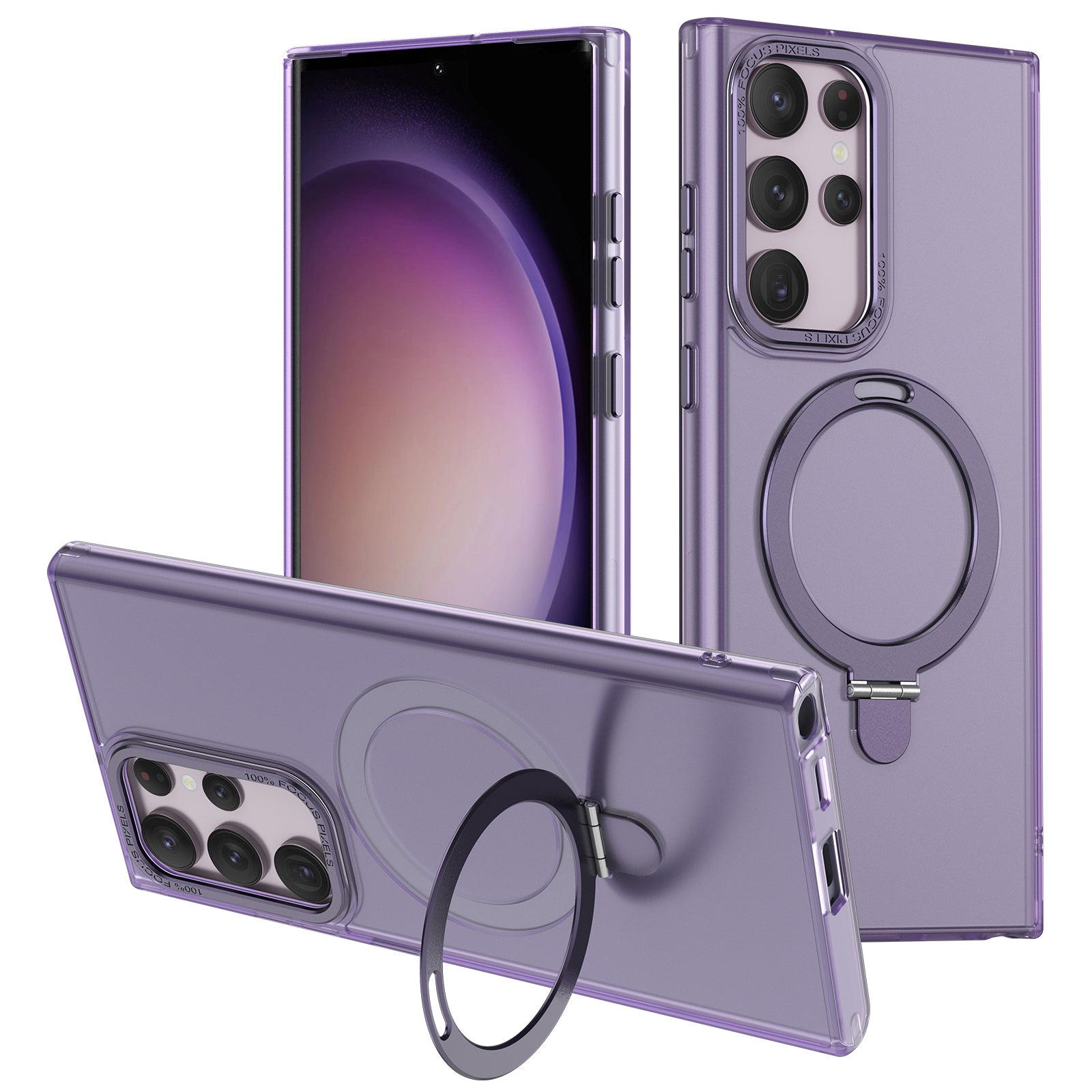 For Samsung Galaxy S23 Ultra Magnetic Phone Case PC TPU Cellphone Cover with Metal Kickstand For Samsung Galaxy S23 Ultra Magnetic Phone Case PC TPU Cellphone Cover with Metal Kickstand
